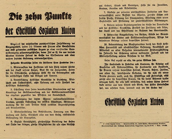 Zehn-Punkte-Erklärung der CSU 1945