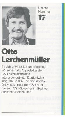 Otto Lerchenmüller (Flugblatt für die Stadtratswahl und Oberbürgermeisterwahl München 1978)