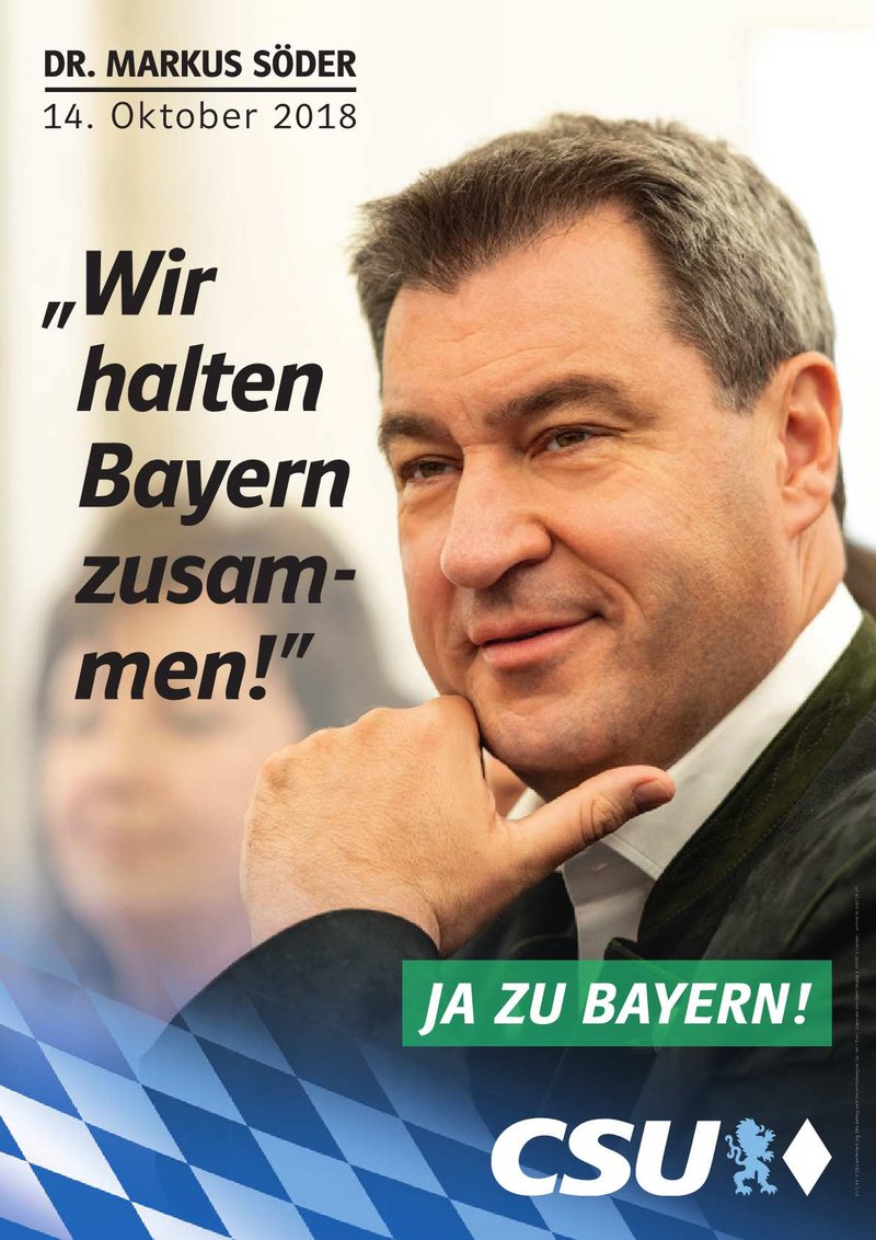 Markus Söder - Plakat für die Landtagswahl 2018