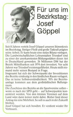 Josef Göppel (Ausschnitt Flugblatt für die Landtagswahl 1982)