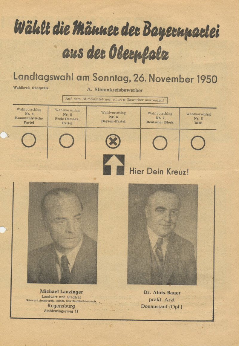 Michael Lanzinger (Flugblatt Landtagswahl 1950)