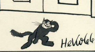Der aus vielen Karikaturen bekannte schwarze "Kolfhaus-Kater".