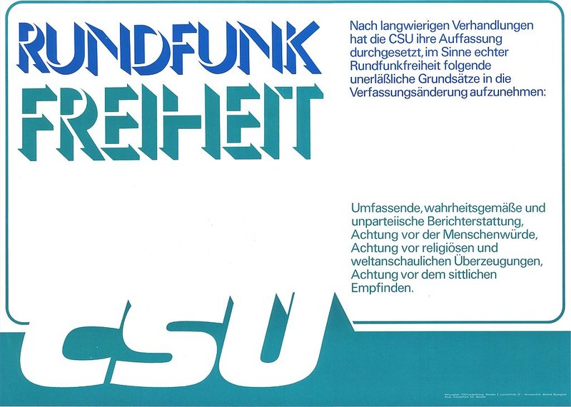 Plakat der CSU für den Volksentscheid 1973