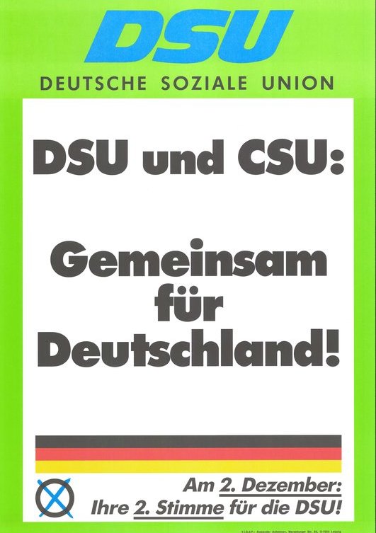 Plakat der DSU zur Bundestagswahl 1990