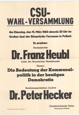 Plakat zur Kommunalwahl 1960
