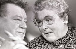 Franz Josef Strauß und Mathilde Berghofer-Weichner auf dem CSU-Parteitag am 20./21.11.1987 in München