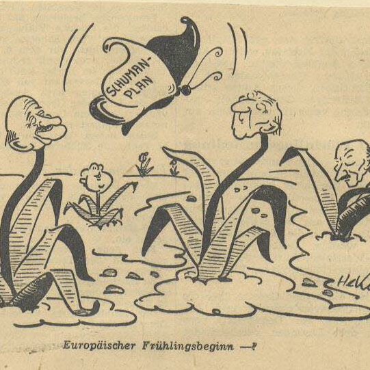 Zeichnung von Herbert Kolfhaus vom 17.3.1951 zum Schuman-Plan.