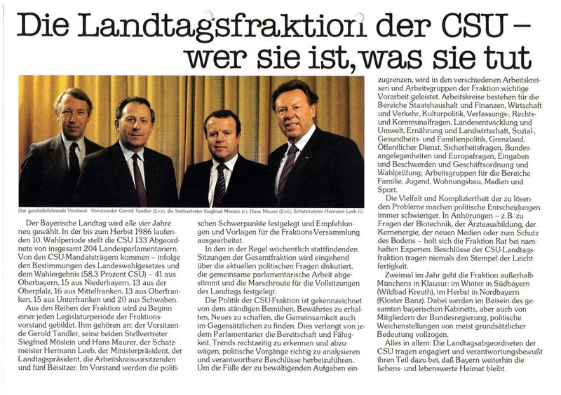 Die CSU-Landtagsfraktion 1986