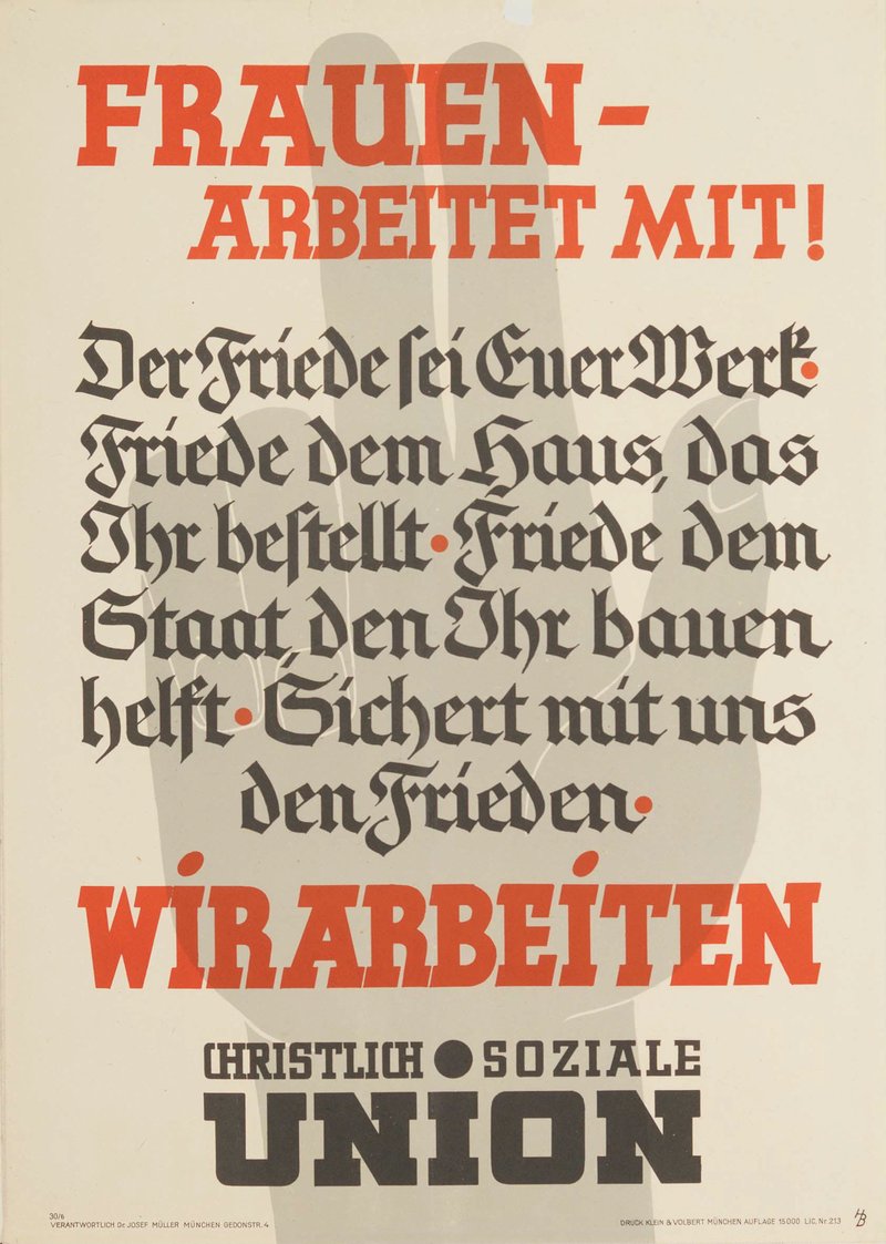Plakat der CSU für die Landtagswahl 1946