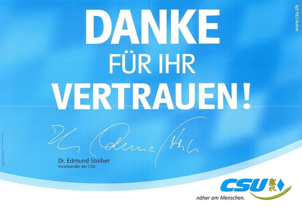 "Danke für Ihr Vertrauen!" Plakat zur Landtagswahl 2003