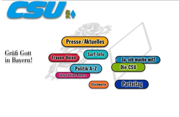 Homepage der CSU 1997