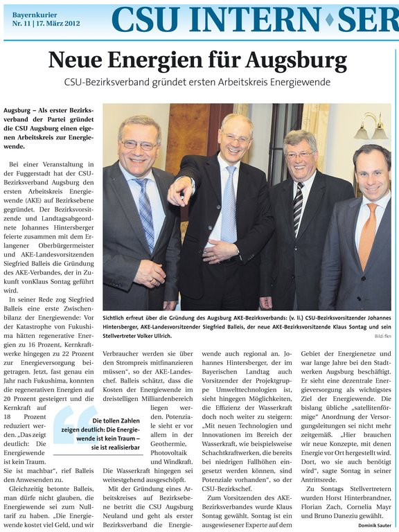 Gründung des ersten Bezirksverbandes des AKE in Augsburg 2012