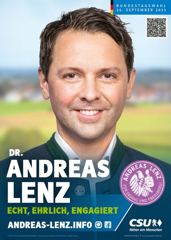 Andreas Lenz - Plakat für die Bundestagswahl 2021