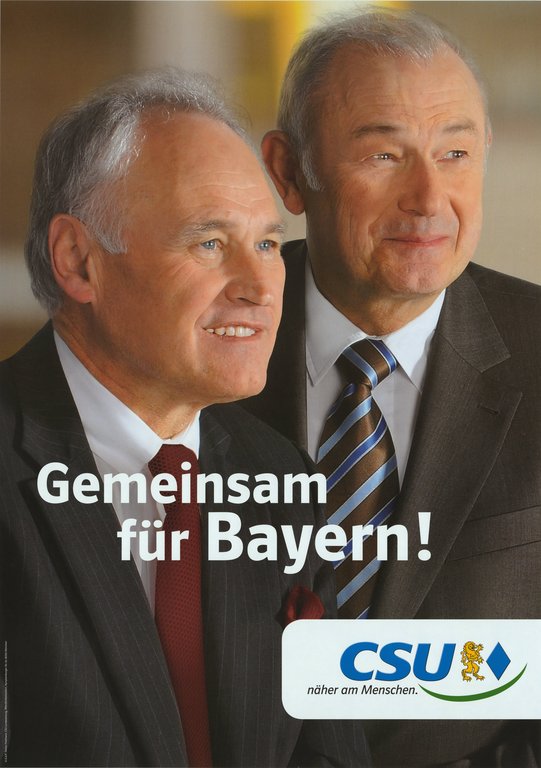 Plakat zur Landtagswahl 2008 mit Erwin Huber und Günther Beckstein